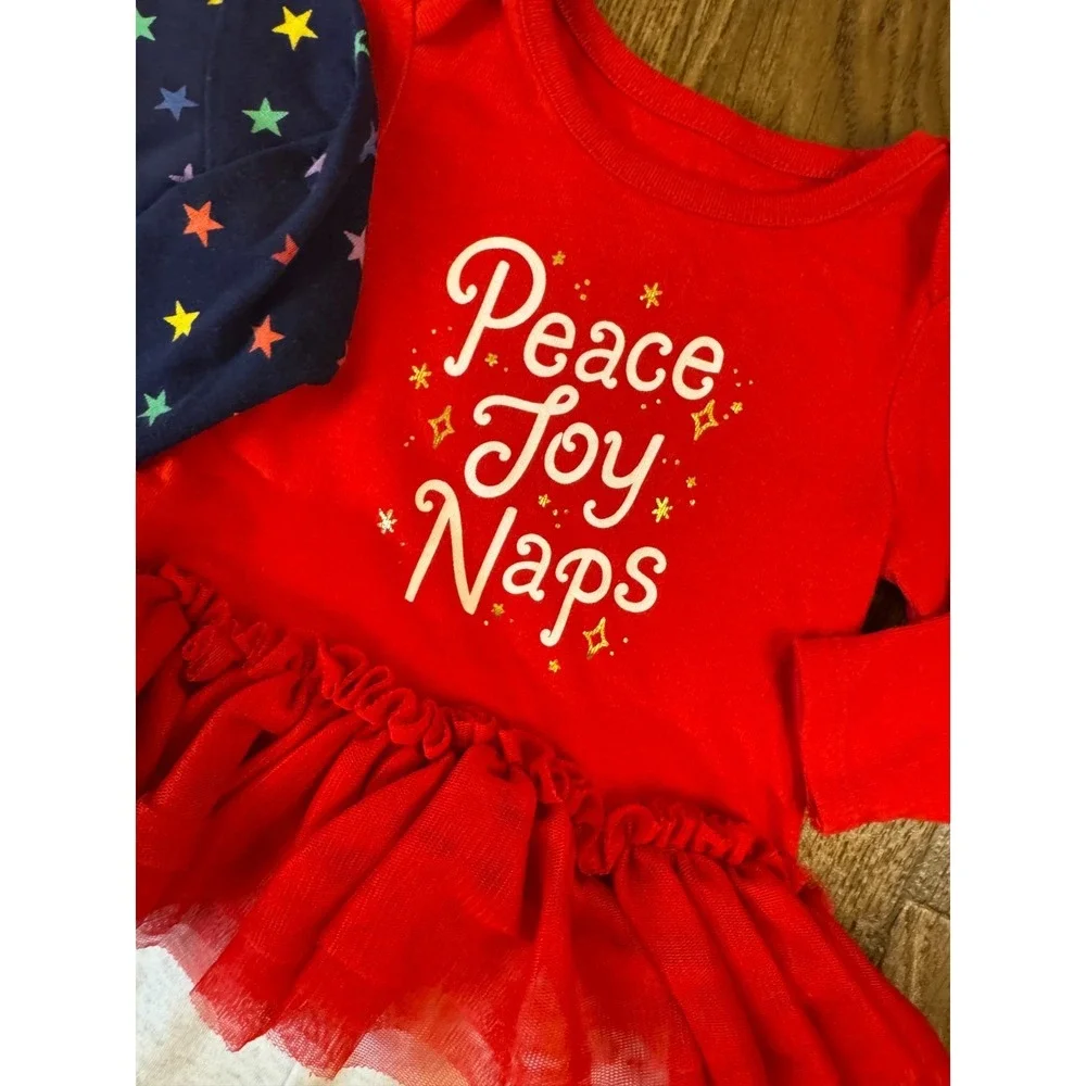 Baby Girl 0/3 Months Clothes Lot Outfits Pants Long Sleeve Shirts Peace Joy Naps